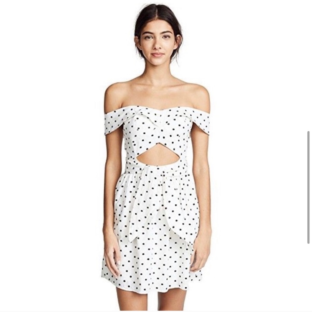 WAYF Dress white polka dots off the shoulder